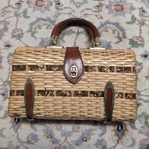 Vintage wicker and leather purse
